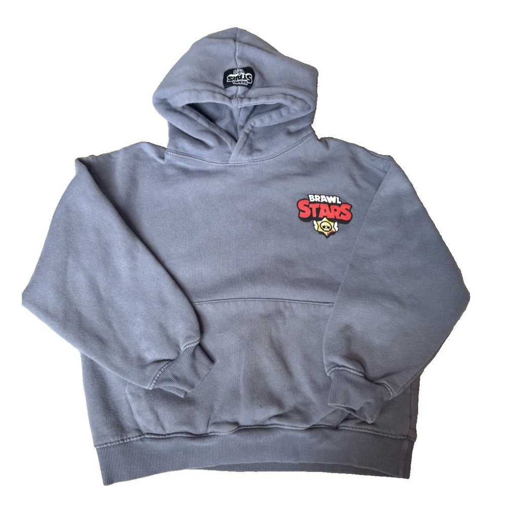 Zara x Brawl Stars Youth Gray/Blue Graphic Hoodie Sz 11-12